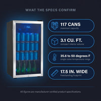 3.1 Cu. Ft. 17.5 In. 117-Can Free-Standing Beverage Cooler — Results & Stats