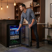 3.1 Cu. Ft. 17.5 In. 117-Can Free-Standing Beverage Cooler — Lifestyle