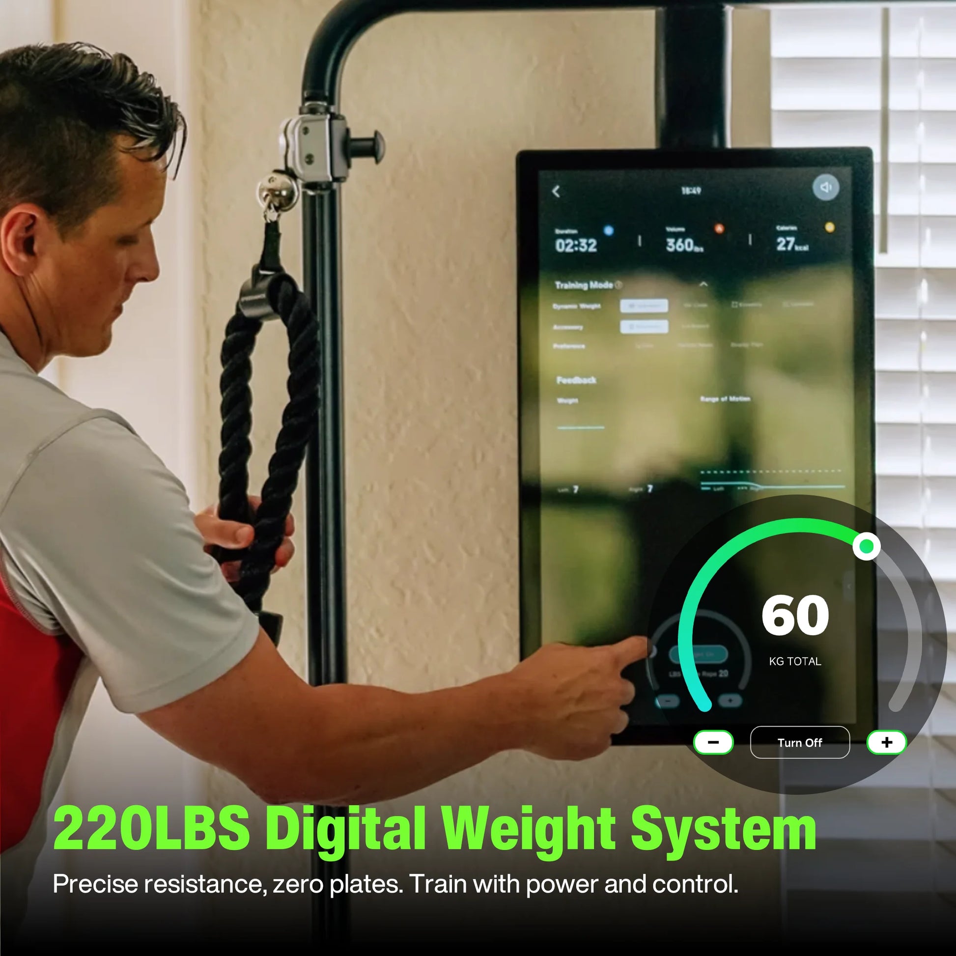 Gym Monster – All-In-One Home Gym Workout Machine with 220LBS Digital Weight, Full Body Strength Training Equipment, No Installation Required
