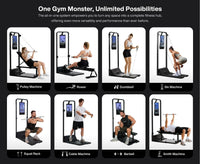 Smart Home Gym, Multi-Functional Gym Machine for Full Body Strength Training, All-In-One Gym Equipment, Digital Weight System, Workout Station, Squat Rack, Gym Monster 2