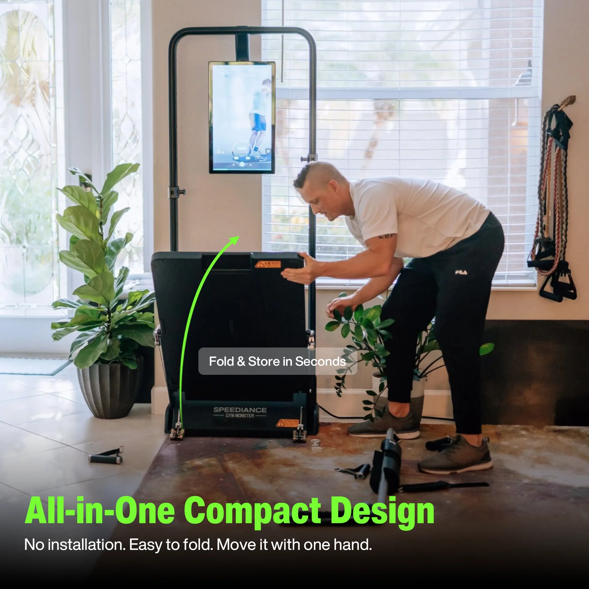 Gym Monster – All-In-One Home Gym Workout Machine with 220LBS Digital Weight, Full Body Strength Training Equipment, No Installation Required