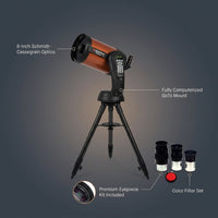 Nexstar 8SE Computerized Telescope and Eyepiece Accessory Bundle — infographic