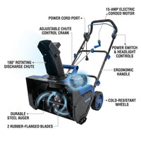 Ultra 15 Amp Electric Corded Snow Blower, 2 Blade Auger, 21 Inch Wide, SJ625E — How It Works