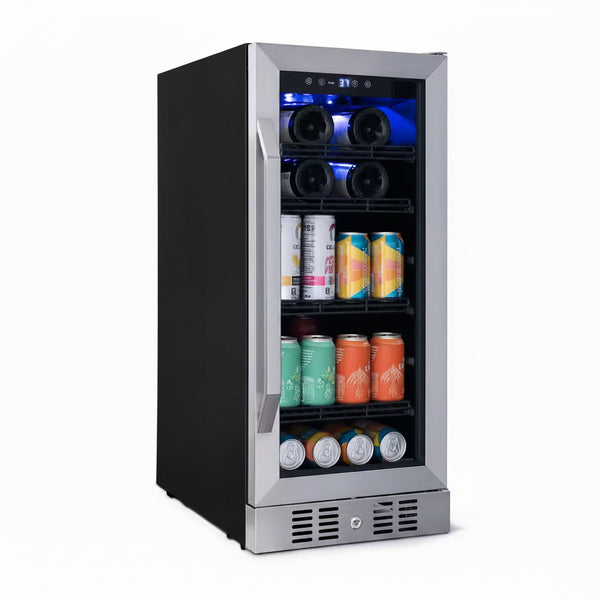 15 In. Flipshelf 33 Wine Bottles & 80 Cans Built-In Beverage and Wine Cooler in Stainless Steel with Reversible Shelves